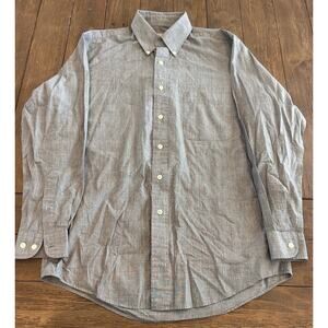 AKA Eddie Bauer Mens Long Sleeve Shirt Heather Gray 100% Cotton 32/34 Neck 15